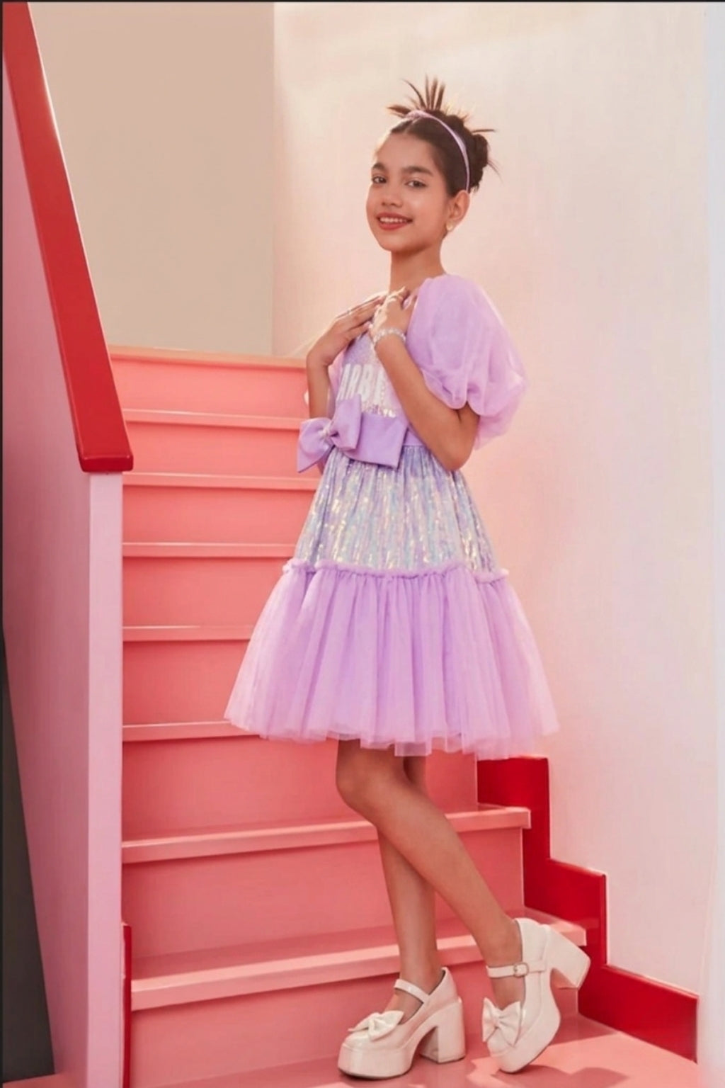 Girls Barbie Lavender Tulle Party Dress BAF235