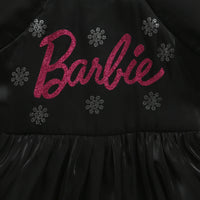 Barbie Black Satin Puff Sleeve Party Dress For Girls | Stylish Festive Outfit | Kids | Tiny Girl India