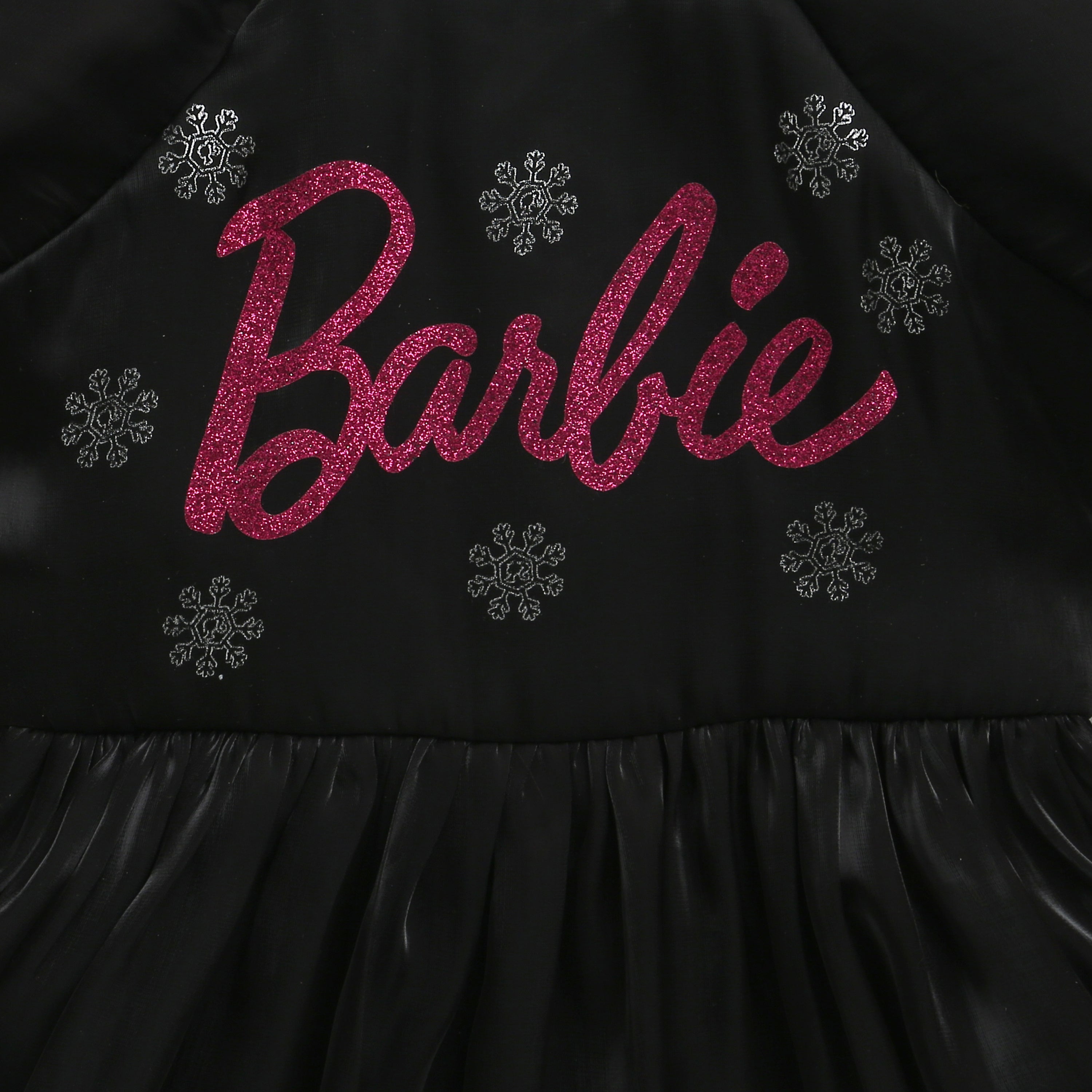 Barbie Black Satin Puff Sleeve Party Dress For Girls | Stylish Festive Outfit | Kids | Tiny Girl India