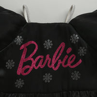 Barbie Black Satin Puff Sleeve Party Dress For Girls | Stylish Festive Outfit | Kids | Tiny Girl India