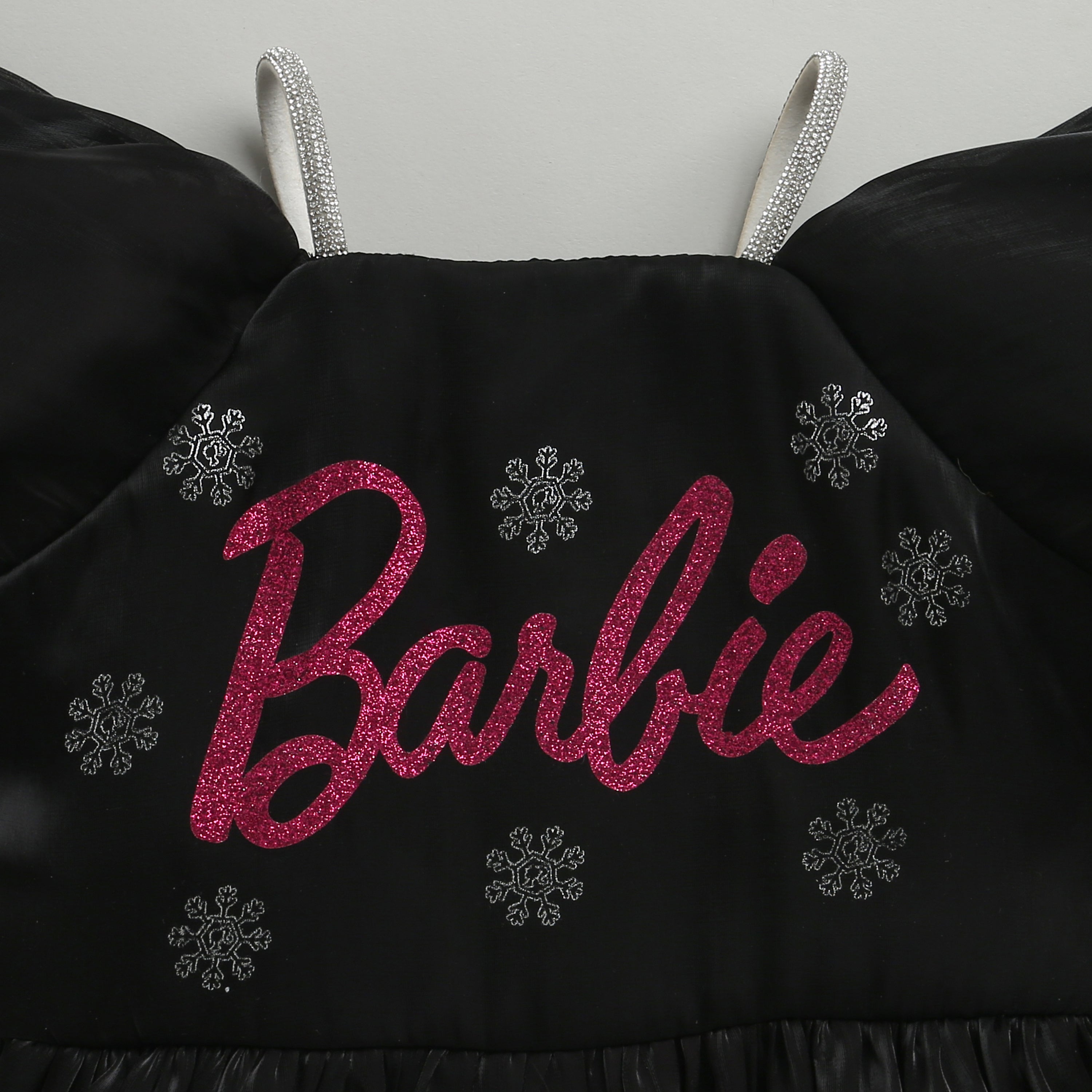 Barbie Black Satin Puff Sleeve Party Dress For Girls | Stylish Festive Outfit | Kids | Tiny Girl India