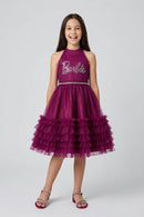 Barbie Wine Sleeveless Layered Tulle Party Dress BAF237
