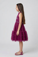 Barbie Wine Sleeveless Layered Tulle Party Dress BAF237