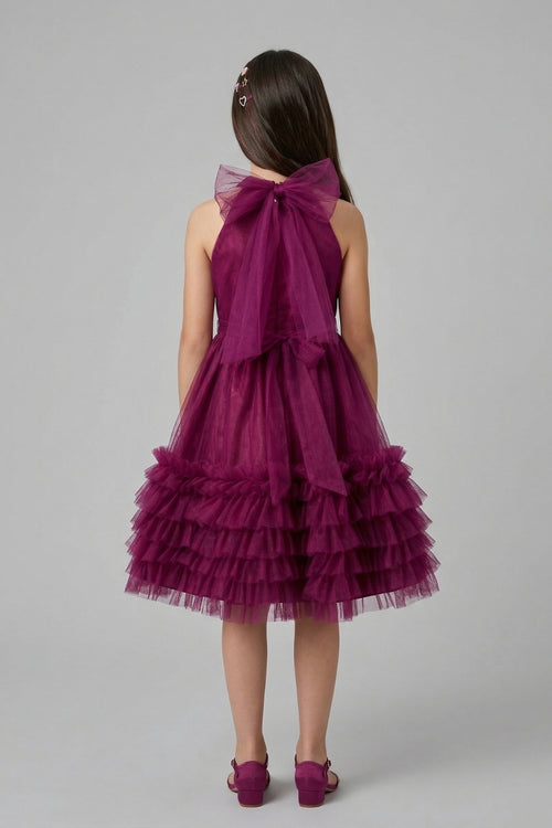 Barbie Wine Sleeveless Layered Tulle Party Dress BAF237