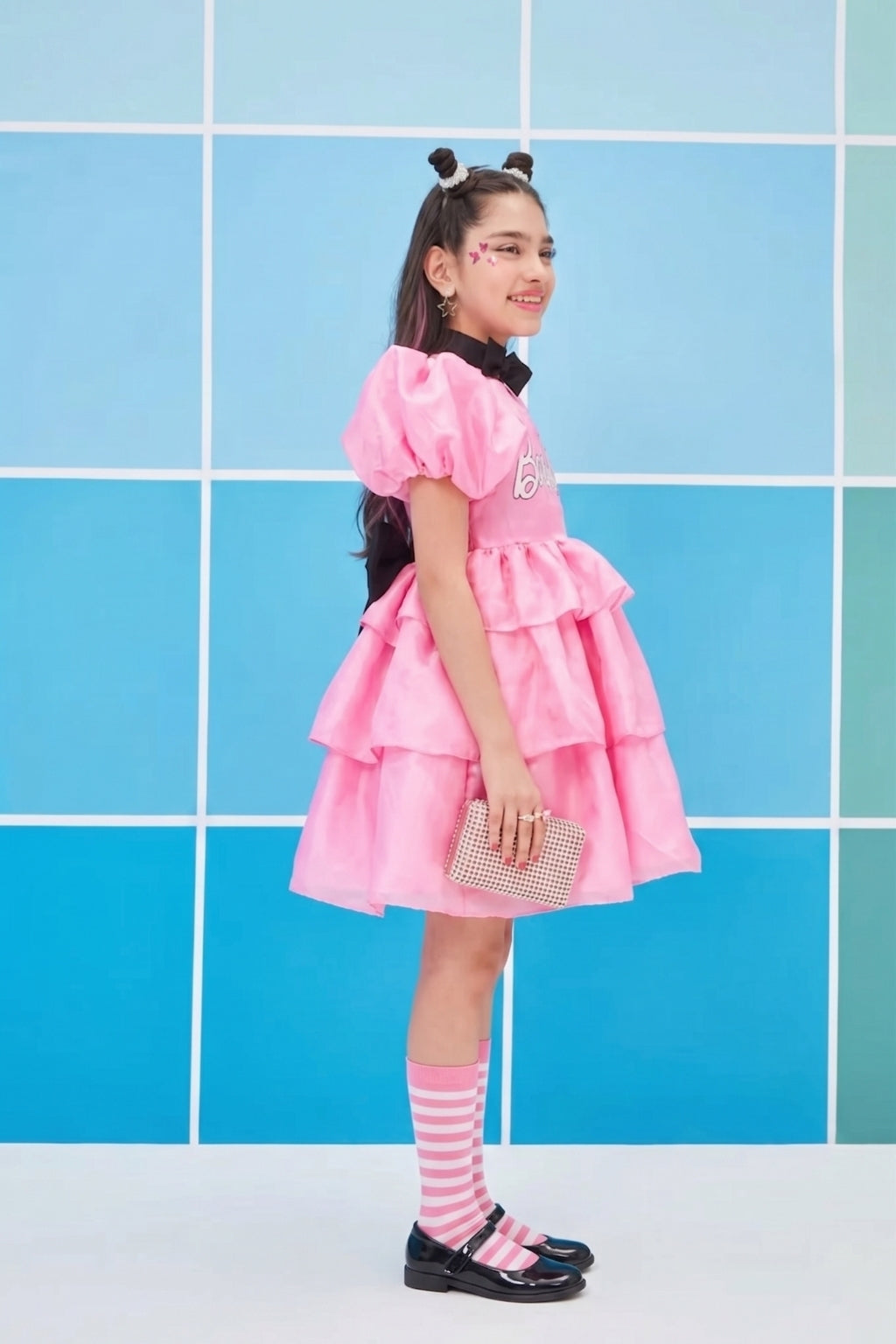 Barbie Light Pink Satin Layered Party Dress BAF239