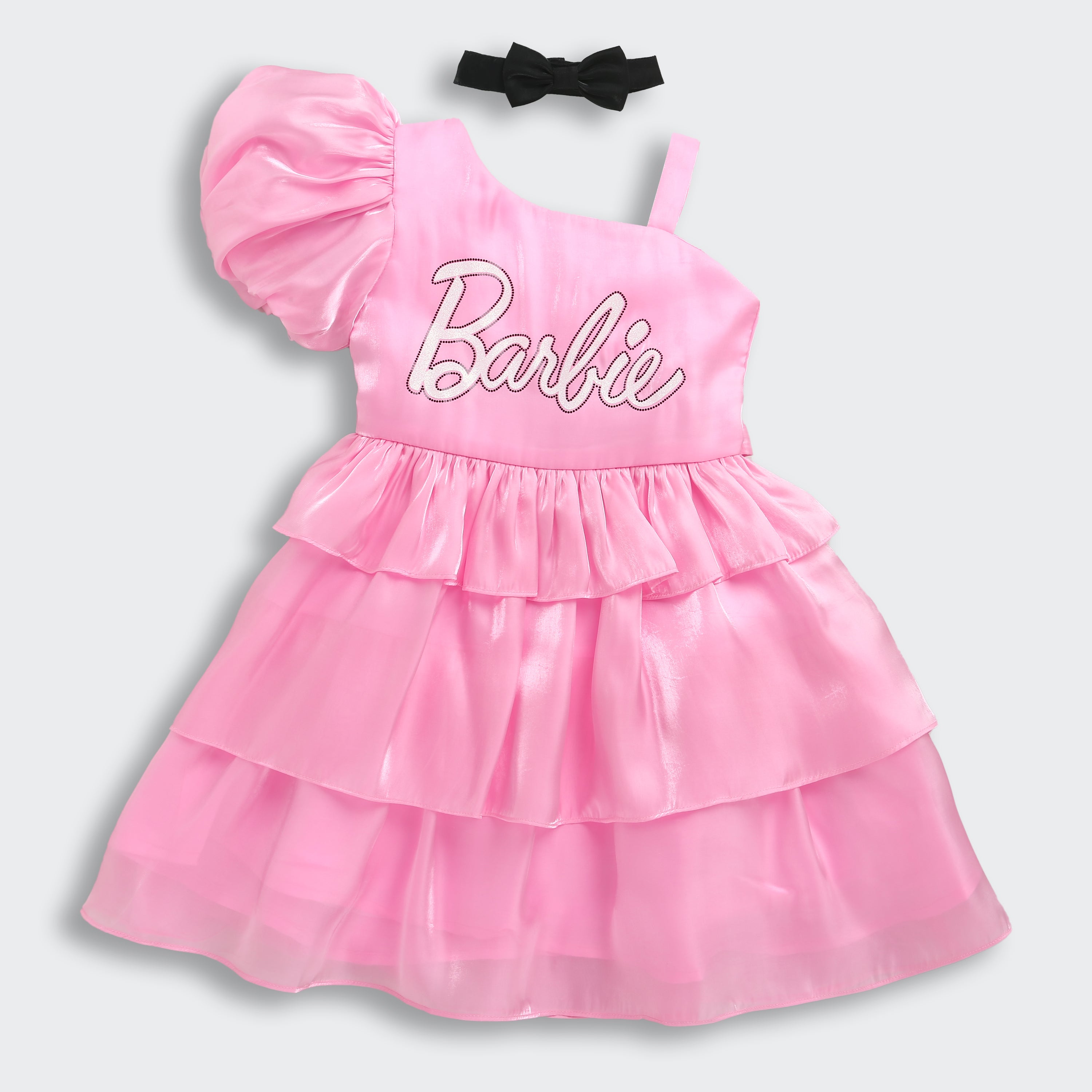 Barbie Light Pink Satin Layered Party Dress BAF239 Tiny Girl Barbie Light Pink Satin Layered Party Dress BAF239 Tiny Girl