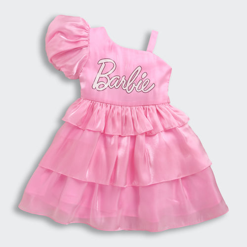 Barbie Light Pink Satin Layered Party Dress BAF239