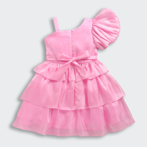 Barbie Light Pink Satin Layered Party Dress BAF239