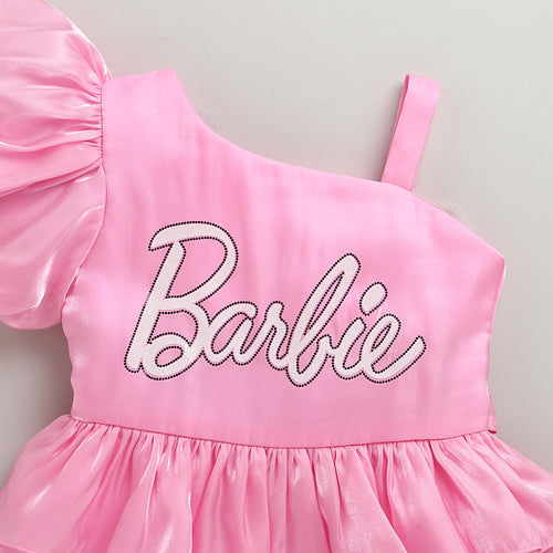 Barbie Light Pink Satin Layered Party Dress BAF239