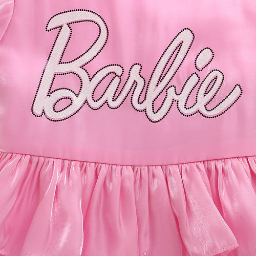 Barbie Light Pink Satin Layered Party Dress BAF239