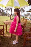 Girls Barbie Pink Tiered Tulle Dress BAF245