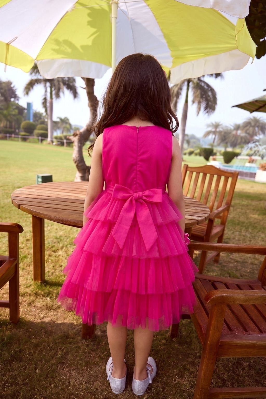 Girls Barbie Pink Tiered Tulle Dress BAF245