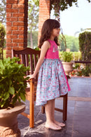 Barbie Pink And Aqua High-Low Satin Party Dress BAF250