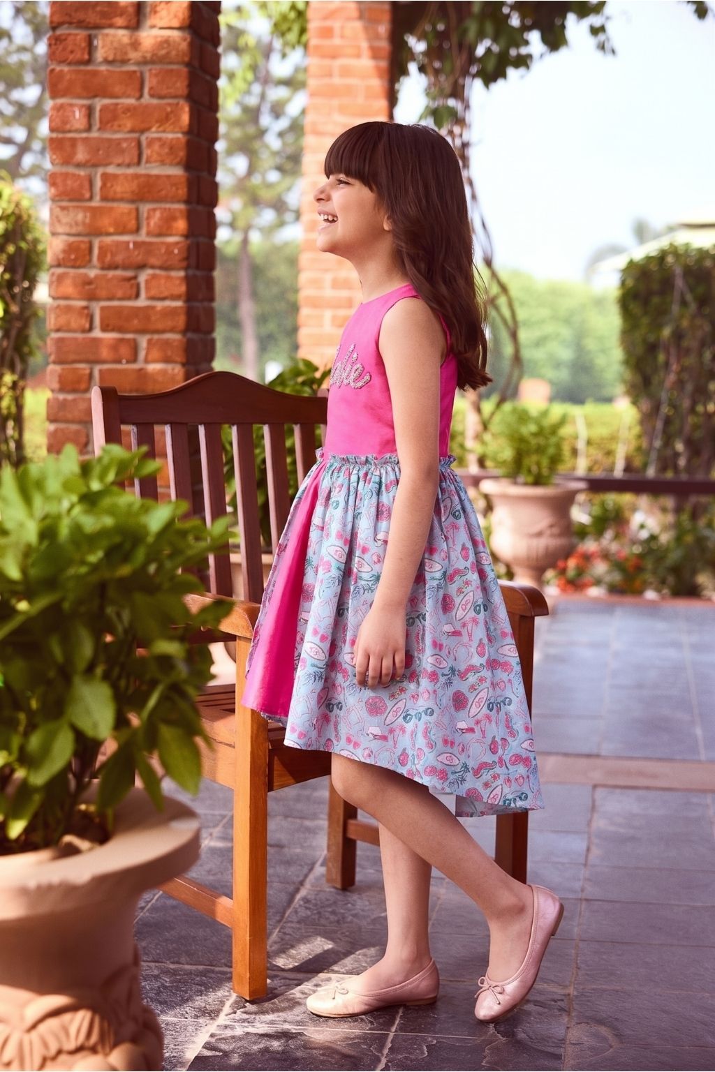 Barbie Pink And Aqua High-Low Satin Party Dress BAF250