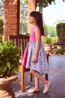 Barbie Pink And Aqua High-Low Satin Party Dress BAF250