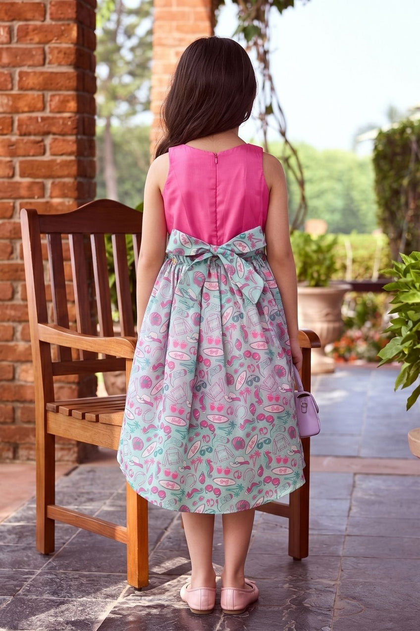 Barbie Pink And Aqua High-Low Satin Party Dress BAF250