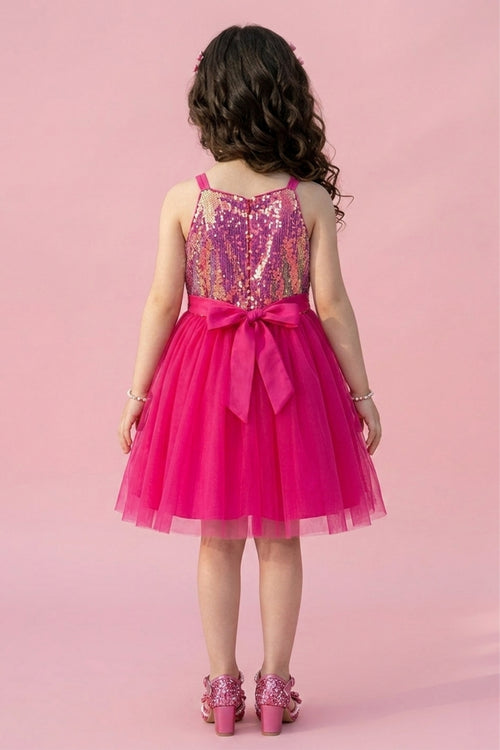 Barbie Hot Pink Sequin Net Party Dress BAF253