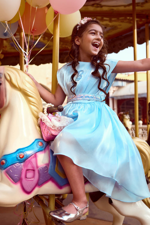 Barbie Light Blue Satin Layered Party Dress BAF261