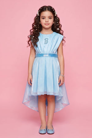 Barbie Light Blue Satin Layered Party Dress BAF261
