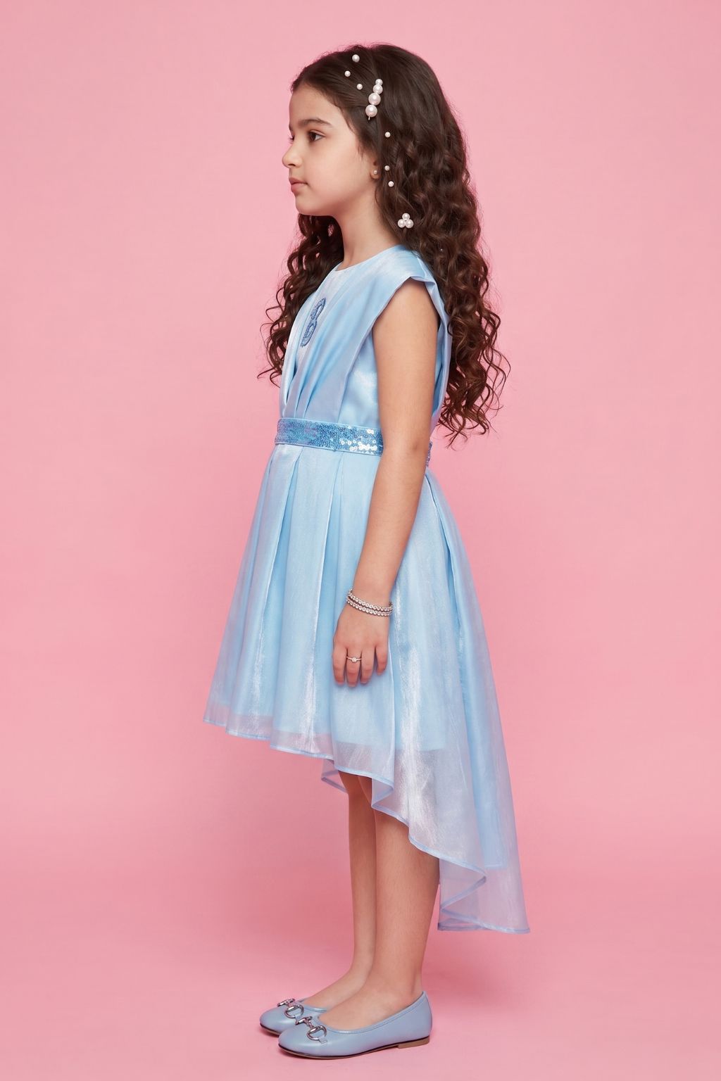 Barbie Light Blue Satin Layered Party Dress BAF261