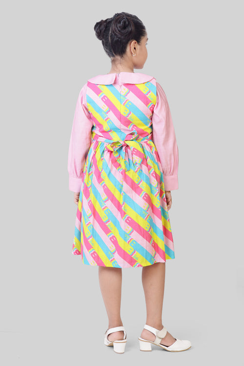 Barbie Multicolor Printed Cotton Casual Dress BAF277