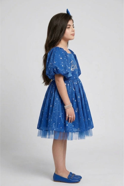 Barbie Blue Off Shoulder Party Dress BAF279