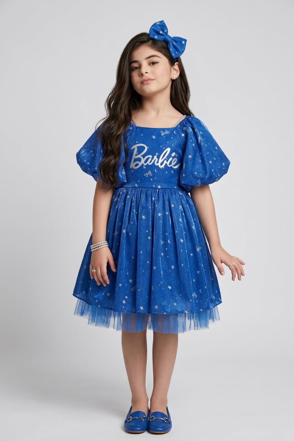 Barbie Blue Off Shoulder Party Dress BAF279