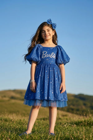 Barbie Blue Off Shoulder Party Dress BAF279