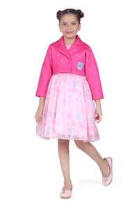 Barbie Pink Party Dress With Matching Jacket For Girls | Soft & Stylish Festive Outfit | Kids | Tiny Girl India