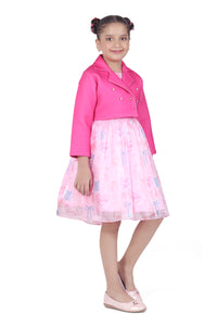 Barbie Pink Party Dress With Matching Jacket For Girls | Soft & Stylish Festive Outfit | Kids | Tiny Girl India