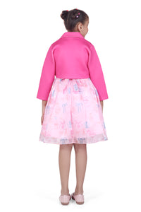 Barbie Pink Party Dress With Matching Jacket For Girls | Soft & Stylish Festive Outfit | Kids | Tiny Girl India