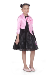Barbie Black Party Dress With Pink Jacket For Girls | Soft & Stylish Festive Outfit | Kids | Tiny Girl India