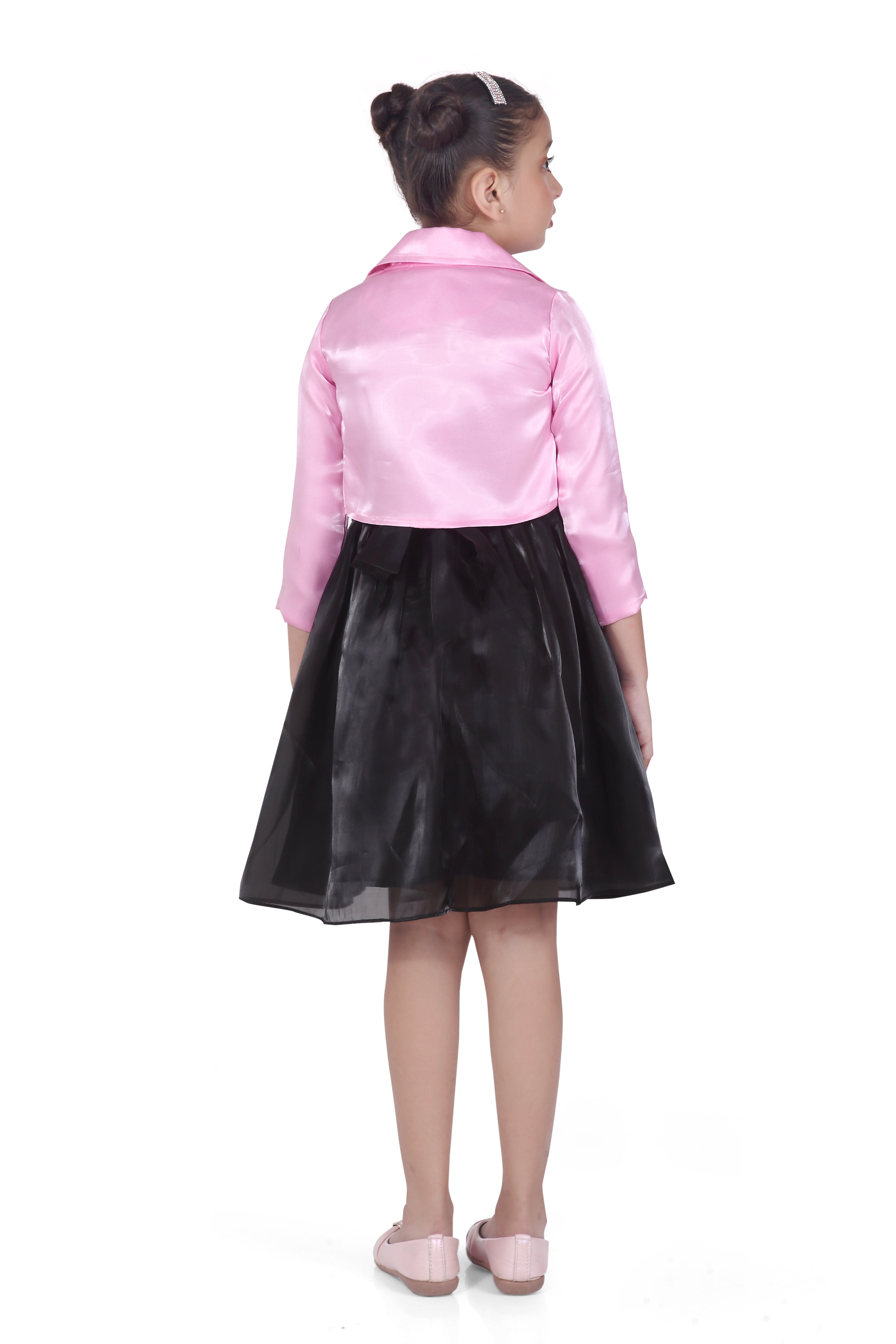 Barbie Black Party Dress With Pink Jacket For Girls | Soft & Stylish Festive Outfit | Kids | Tiny Girl India