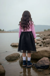 Barbie Girls Black Party Dress With Pink Jacket For Girls | Soft & Stylish Festive Outfit | Kids | Tiny Girl India