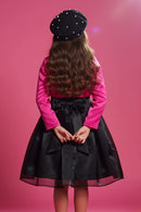 Barbie Girls Black Party Dress With Hot Pink Jacket Festive
