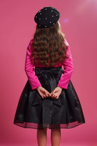 Barbie Girls Black Party Dress With Hot Pink Jacket Festive