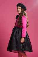 Barbie Girls Black Party Dress With Hot Pink Jacket Festive