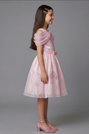 Barbie Girls Light Pink Shimmer Party Dress with Cape Sleeves BAF307