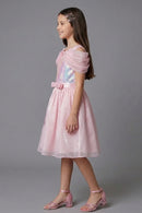 Barbie Girls Light Pink Shimmer Party Dress with Cape Sleeves BAF307
