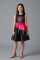 Barbie Girls Elegant Black Party Dress with Pink Waist Bow F309