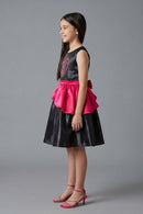 Barbie Girls Elegant Black Party Dress with Pink Waist Bow F309