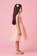 Barbie Peach Floral Shimmer Party Frock BAF310
