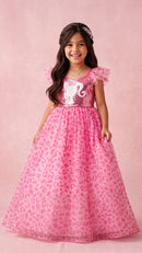 Barbie Pink Sequin Net Leopard Print Party Dress BAG401