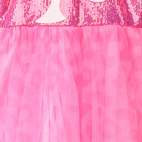 Barbie Pink Sequin Leopard Print Party Dress BAG401