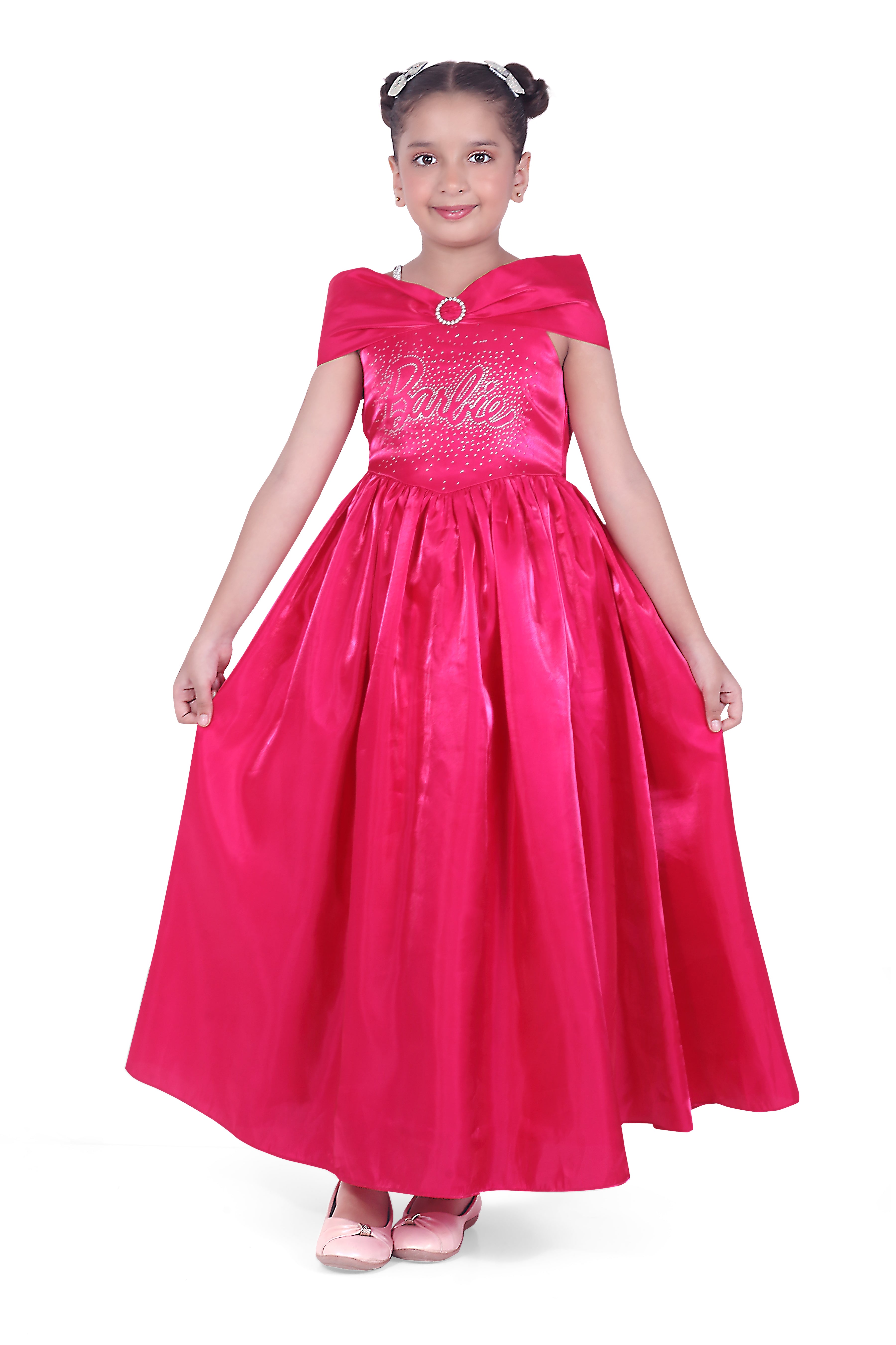Barbie Hot Pink Party Gown for Girls – Premium Kids Fashion