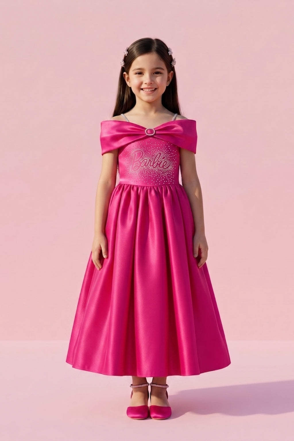 Girls Barbie Pink Party Dress BAG431