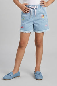 Barbie Light Blue Denim Drawstring Shorts BAH601