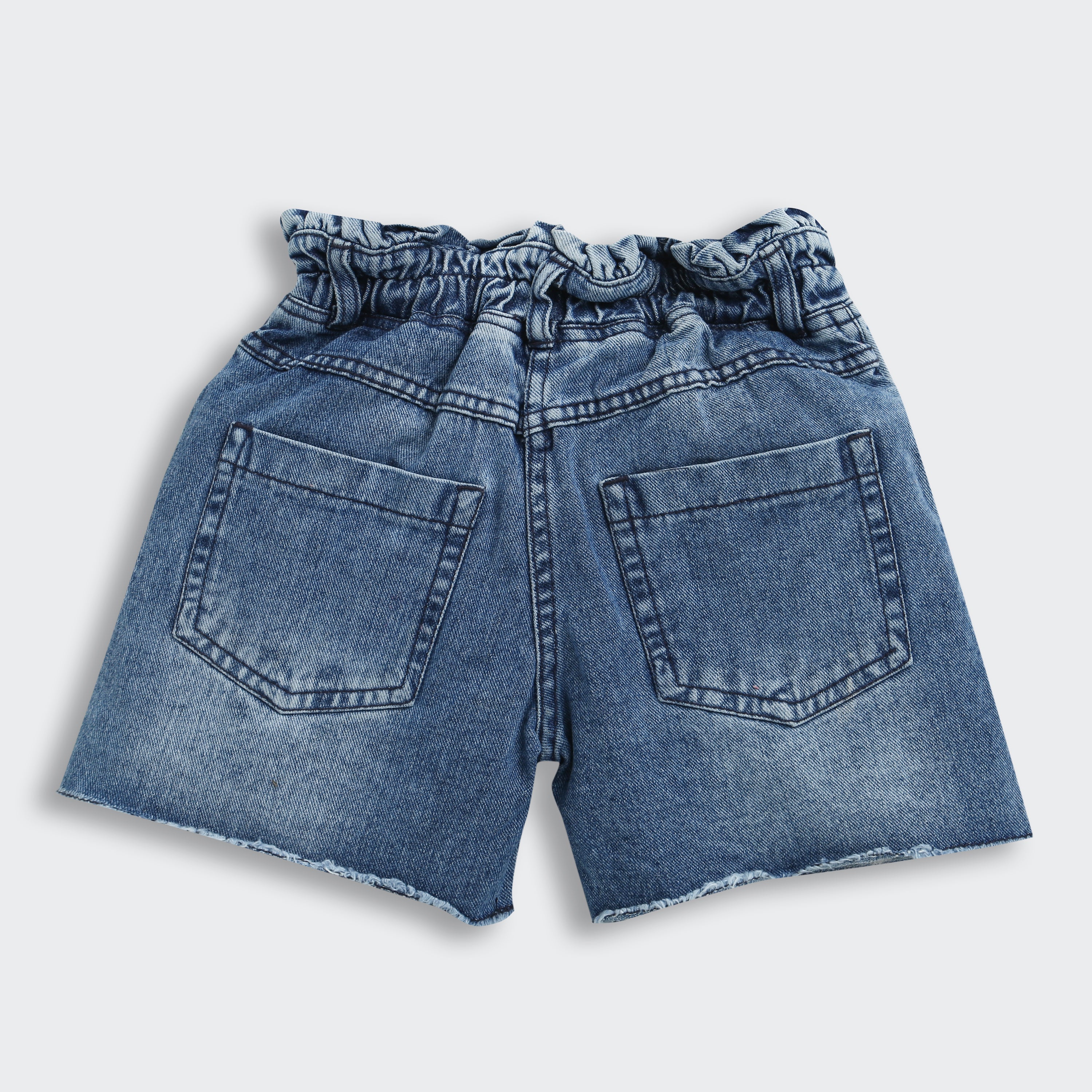 Barbie Distressed Blue Denim Shorts For Girls | Casual Everyday Wear With Logo Patch | Kids | Tiny Girl India