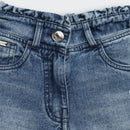 Barbie Distressed Blue Denim Shorts For Girls | Casual Everyday Wear With Logo Patch | Kids | Tiny Girl India