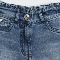 Barbie Distressed Blue Denim Shorts For Girls | Casual Everyday Wear With Logo Patch | Kids | Tiny Girl India